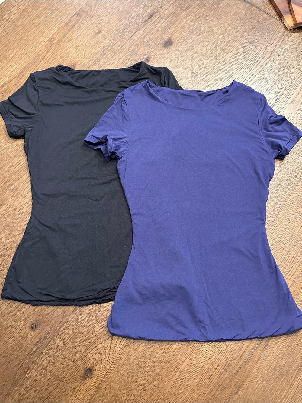 Set of 2, double lined, Stretchy Scoop Neck Top - Black & Navy
